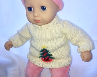 Baby Annabell Doll Christmas Jumper Knitting Pattern (DK) in English