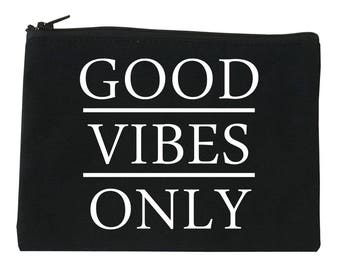 Bolsa de maquiagem Good Vibes Only da Fashionisgreat - 3 tamanhos disponíveis S/M/L Preto