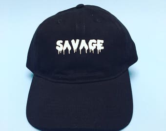 Savage Dad Hat by Fashionisgreat - Pink Khaki White Black