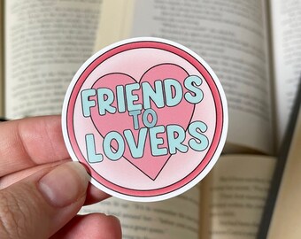 Friends to Lovers Sticker, Romance Book Trope Sticker, Bookish Vinyl Sticker, Cute Pastel Reader Sticker for Journals or Laptops