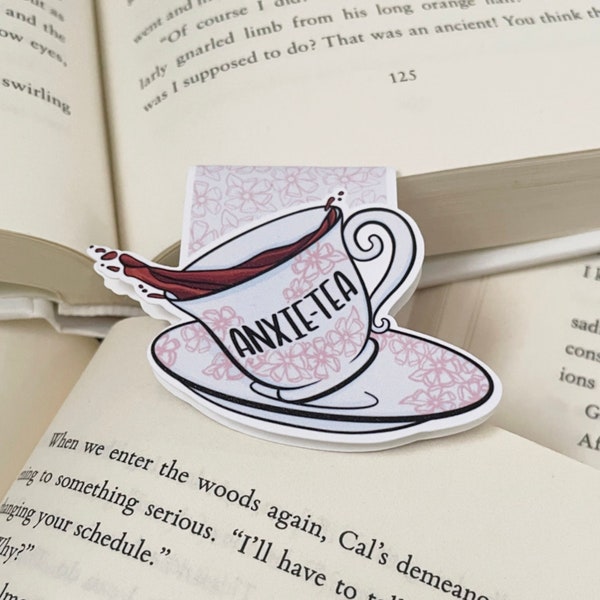 Anxie-tea magnetic bookmark, funny bookmark for anxious book lovers