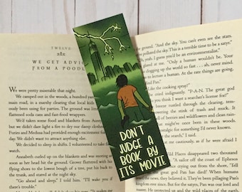 Don't judge a book by it's movie bookmark inspired by the Percy Jackson books, gift idea for book nerd, bookmark for young adult book worm