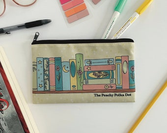 Stifteetui, Bücherregal, Federmäppchen, Reißverschluss für Schreibutensilien, Geschenk für Buchliebhaber, Bücherwurm