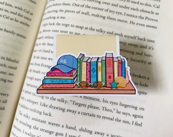 Summer Bookshelf Magnetic Bookmark, Beachy Pastel Book Lover Gift, Coastal Reading Accessory, Cute Summer Stationery