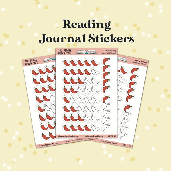 Spice Rating Journal stickers, reading journal sticker, bookish stickers, journal sticker sheet for book review, booktok journaling sticker