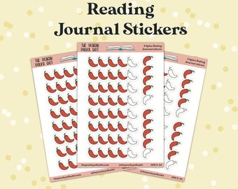 Spice Rating Journal Stickers, Reading Journal Sticker, Bookish Stickers,  Journal Sticker Sheet for Book Review, Booktok Journaling Sticker 