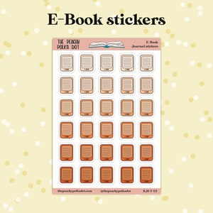 Reading Journal stickers, reading format E-Reader journal sticker, e-book kindle reader journal stickers Orange