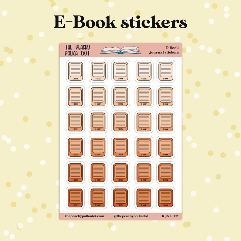 Reading Journal stickers, reading format E-Reader journal sticker, e-book kindle reader journal stickers Orange