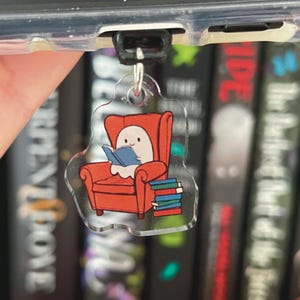Cozy Ghost kindle charm, spooky season kindle dust plug charm for readers and people who love to read books
