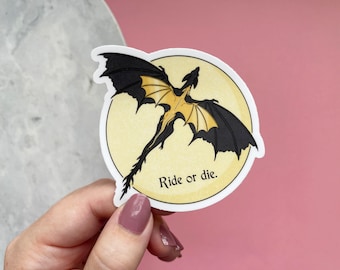 Fourth Wing sticker, Ride or Die vinyl sticker, dragon book merch, fantasy bookish decal