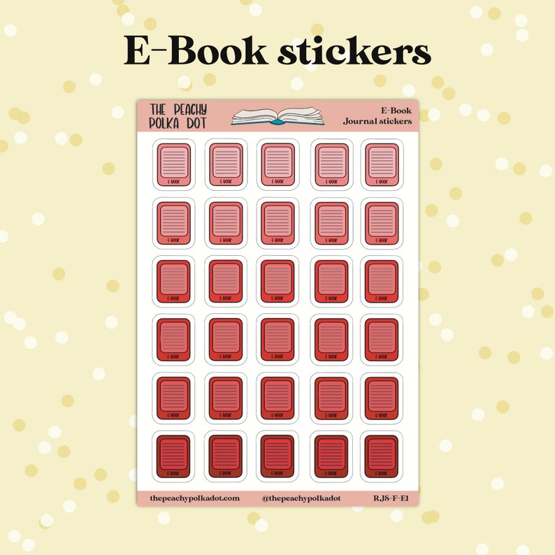 Reading Journal stickers, reading format E-Reader journal sticker, e-book kindle reader journal stickers Red