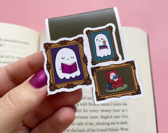 Geist Lese magnetisches Lesezeichen, gruselige niedliche Buchseiten Markierung, Halloween Buch-Liebhaber Geschenk, Geisterbibliothek Ästhetik, Geistergalerie