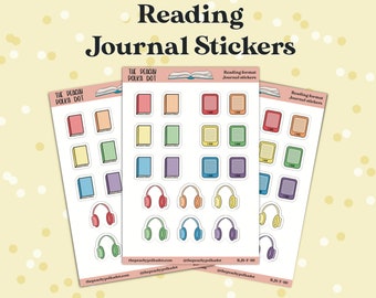 Reading Journal stickers, reading format journal sticker, physical book audiobook and e-reader stickers to indicate what format you read in