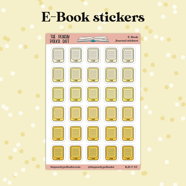 Reading Journal stickers, reading format E-Reader journal sticker, e-book kindle reader journal stickers Yellow