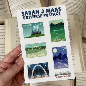 Foglio di adesivi postali Sarah J. Maas Universe, adesivi ufficiali ACOTAR TOG Crescent City con licenza, SJM Bookish Collectible