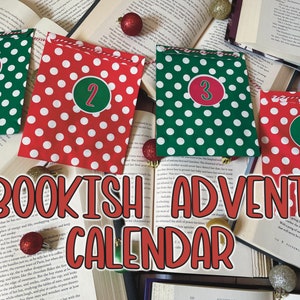 Bookish advent calendar - 12 day Christmas countdown for readers, bookish advent calendar, holiday gift for reader librarian or book lover