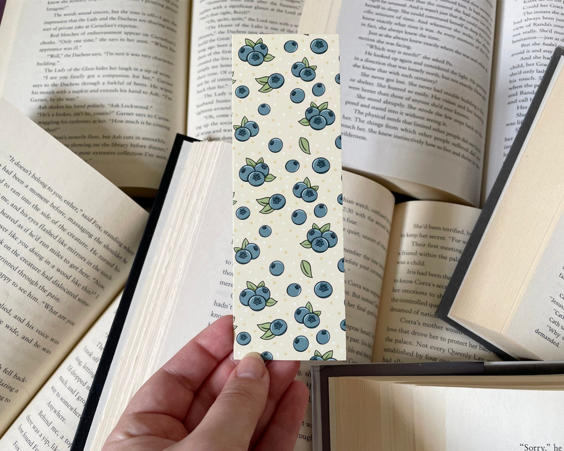 Blueberry Bookmark, Blueberries Patterned Bookmark - Etsy