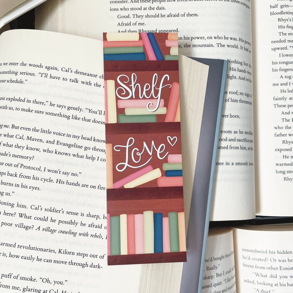 Shelf love bookmark, gift for book nerd