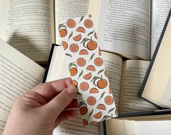Oranges bookmark, orange patterned bookmark, cute summer bookmark