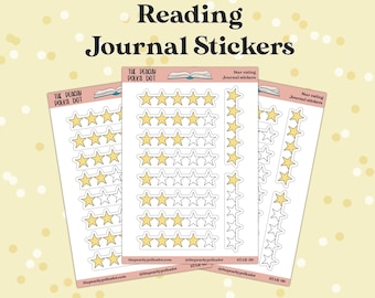 Star Review Journal stickers, reading journal sticker, bookish stickers, journal sticker sheet for book review, bullet journaling sticker