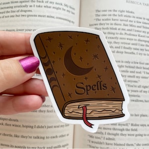 Spell book sticker, spooky season sticker, cute spell book vinyl sticker