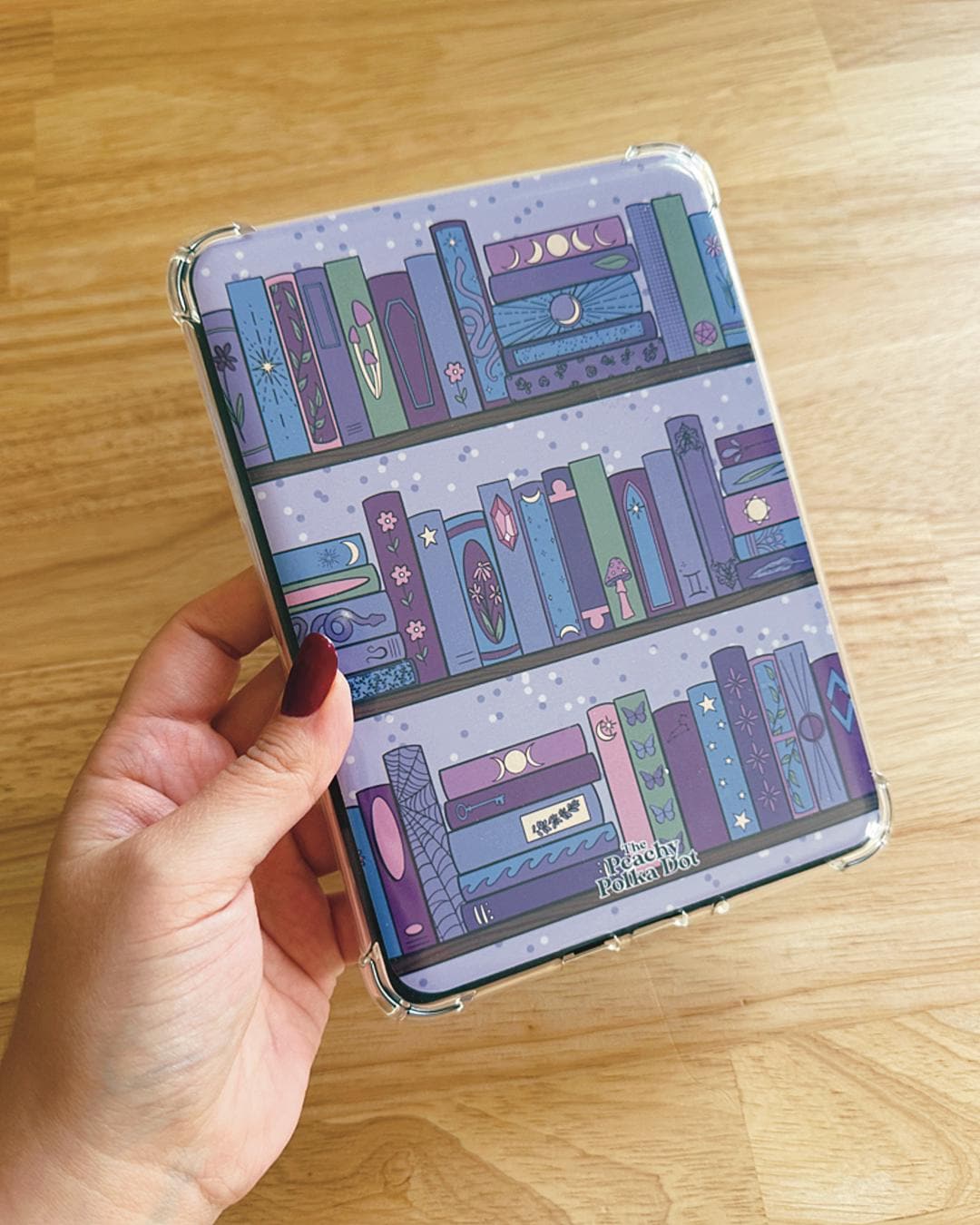 Witchy Bookshelf Kindle Insert, Purple Fantasy Kindle Cover, Clear Case ...