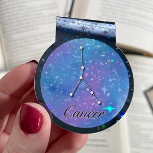 Cancer Zodiac Magnetic Bookmark, Holographic Constellation Page Marker, Astrology Star Sign Bookish Gift