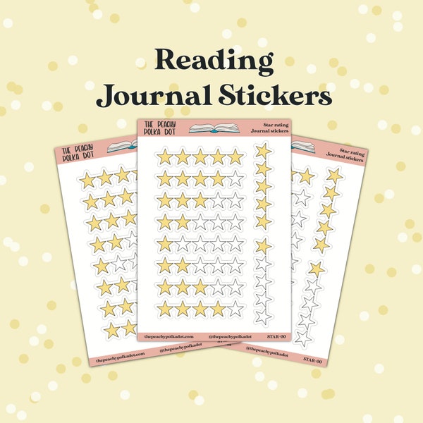 Star Review Journal stickers, reading journal sticker, bookish stickers, journal sticker sheet for book review, bullet journaling sticker