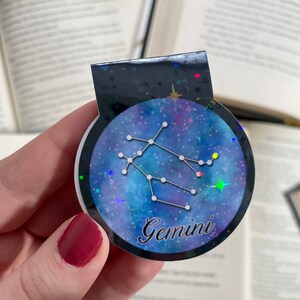 Gemini zodiac sign holographic magnetic bookmark