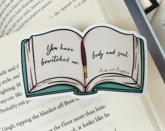 Me has hechizado el corazón y el alma, pegatina con temática de orgullo y prejuicio