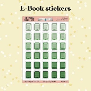 Reading Journal stickers, reading format E-Reader journal sticker, e-book kindle reader journal stickers Green