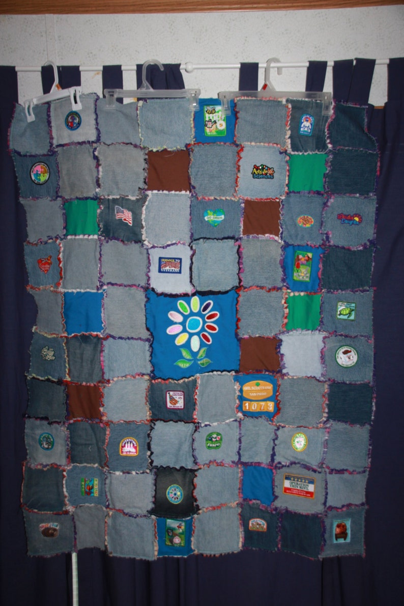 Girl Scout Memory Blue Jean Rag Quilt Patches Badges Camp Etsy
