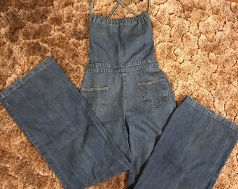 high waisted bell bottom overalls