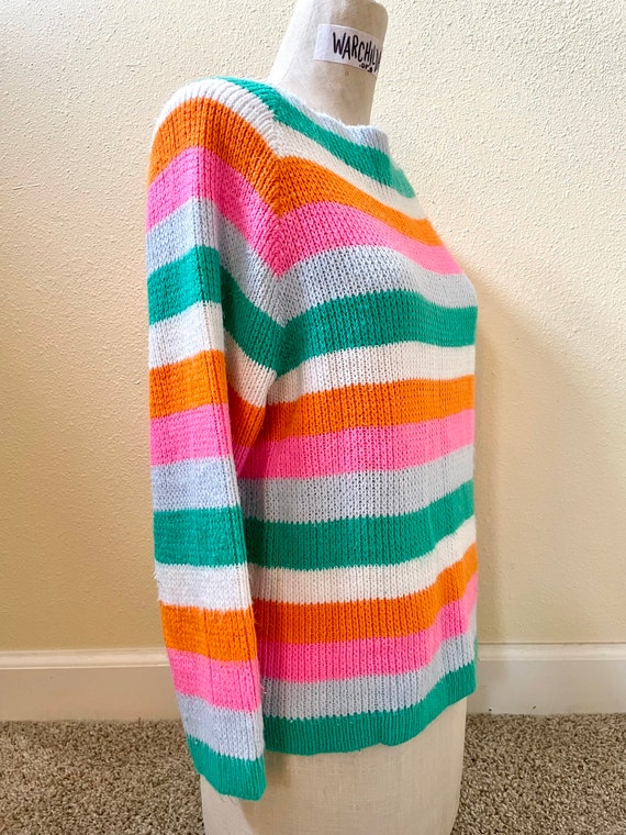 Candy Striped Pullover Sweater - Size Medium - image 5