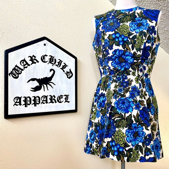 Vintage 60s Blueberry Floral Mini Dress - Size Sm… - image 10