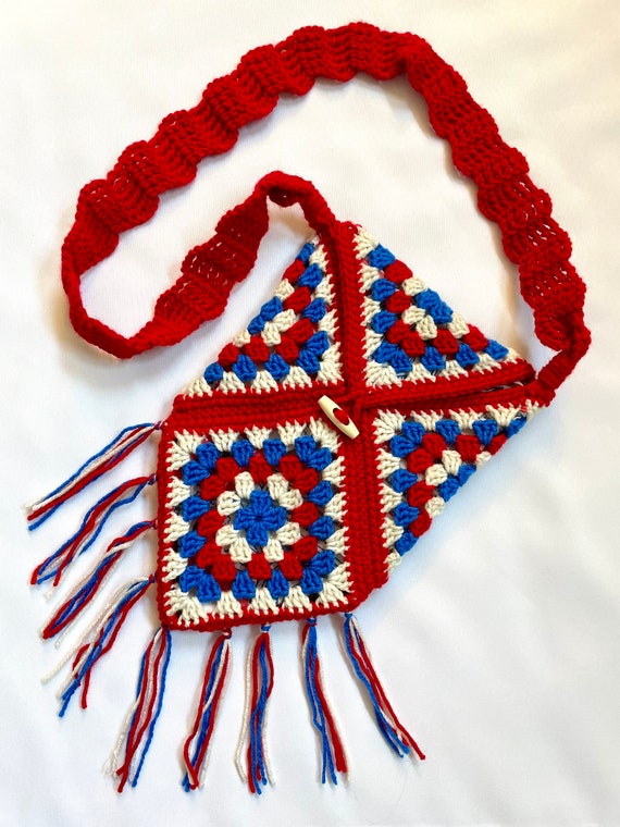 Fringy Crochet Budweiser Bag - Red - image 5