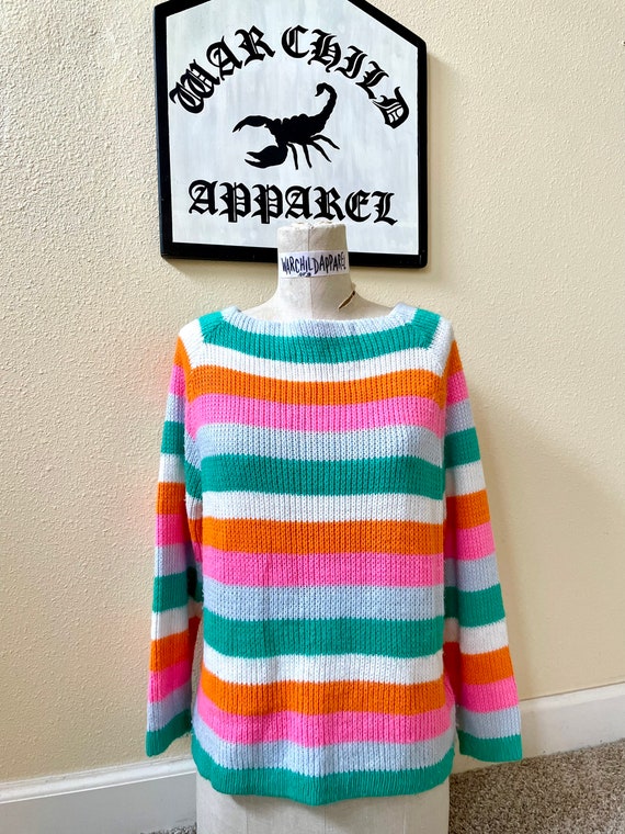 Candy Striped Pullover Sweater - Size Medium - image 10