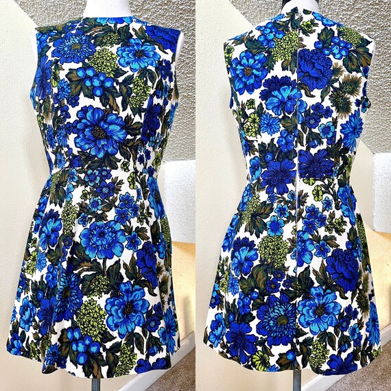 Vintage 60s Blueberry Floral Mini Dress - Size Sm… - image 3