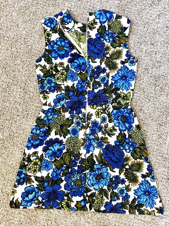 Vintage 60s Blueberry Floral Mini Dress - Size Sm… - image 6