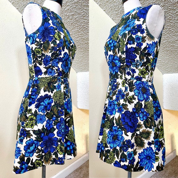 Vintage 60s Blueberry Floral Mini Dress - Size Sm… - image 4