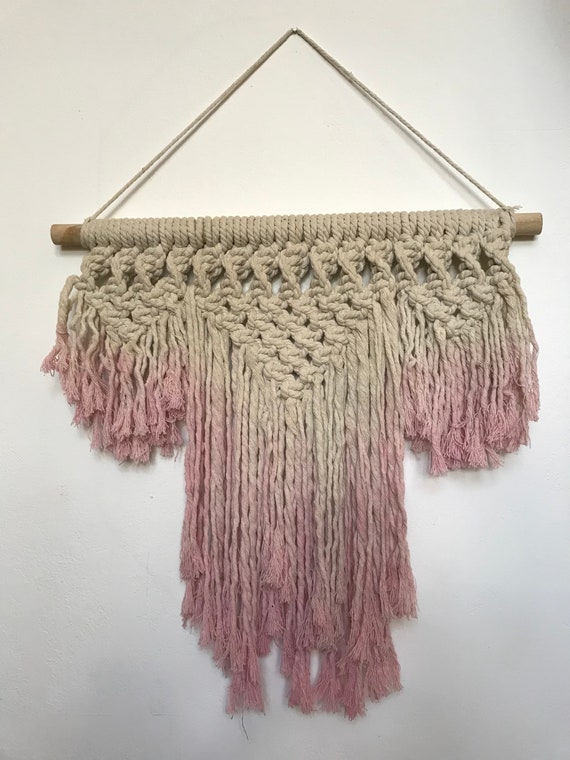 Dip Dyed Pastel Pink Macrame Wall Hanging