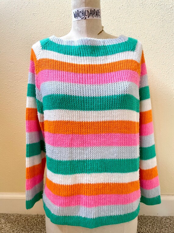 Candy Striped Pullover Sweater - Size Medium - image 4