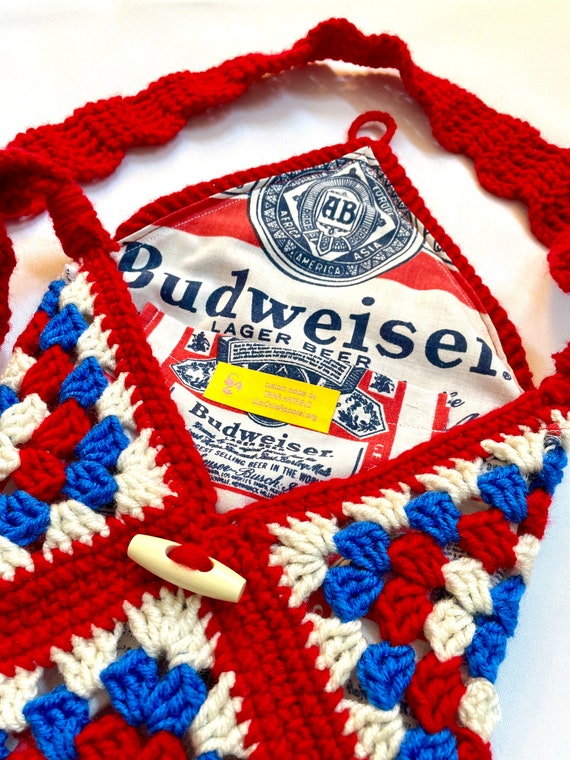 Fringy Crochet Budweiser Bag - Red - image 4