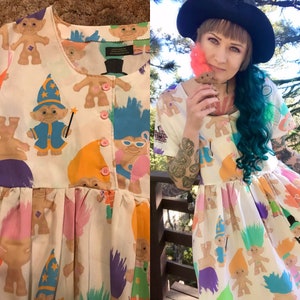 Treasure Troll Dress from Vintage 80/'s Sheets MADE TO ORDER