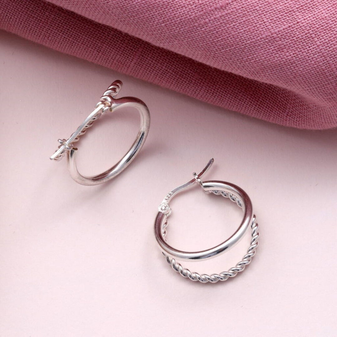 Sterling Silver Double Hoop Earrings / Gold Plated Sterling Silver — free download