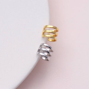 Sterling Silver Three Row Ear Cuff / solid silver three line cuff / ear cuff gift for her / gold plated silver cuff / no piercing earring