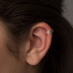 Sterling Silver Fine Line Ear Cuff / silver two line ear cuff / line ear cuff for birthdays/ two fine line cuff earring