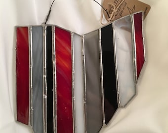 Beautiful OSU colored Stained Glass Ohio / Ohio State Buckeyes Art