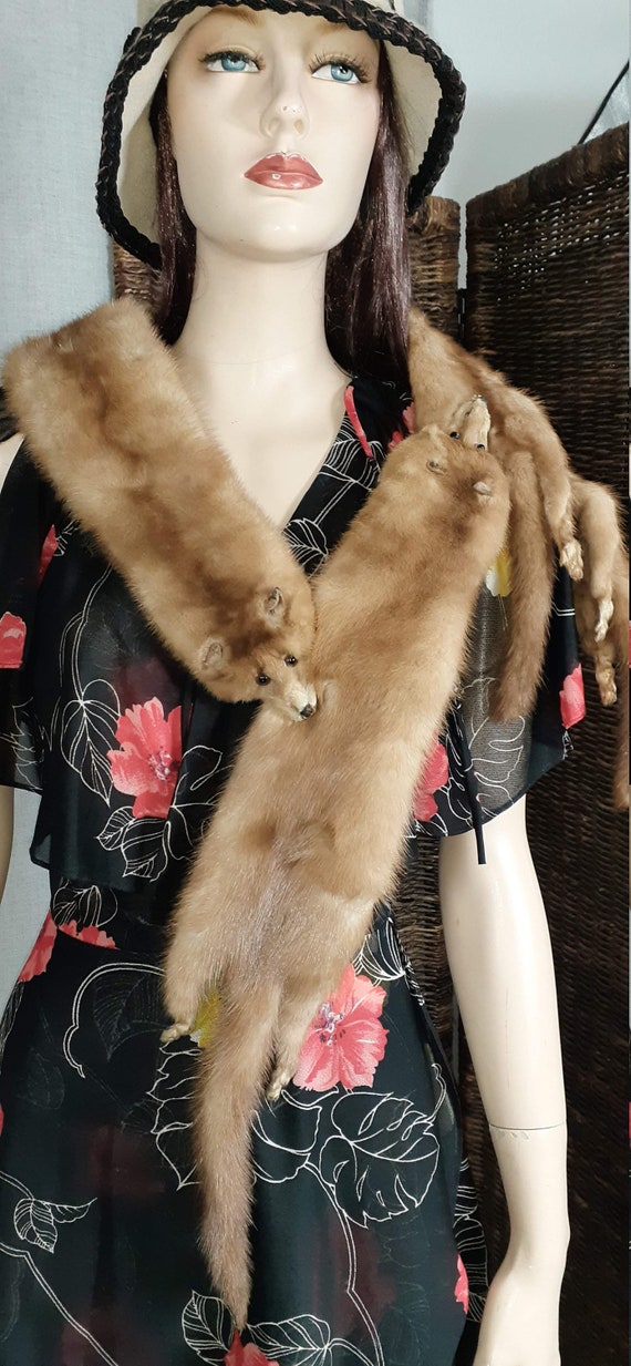 1930s THREE PELT Blonde Mink Shawl Scarf /Mink Sc… - image 4