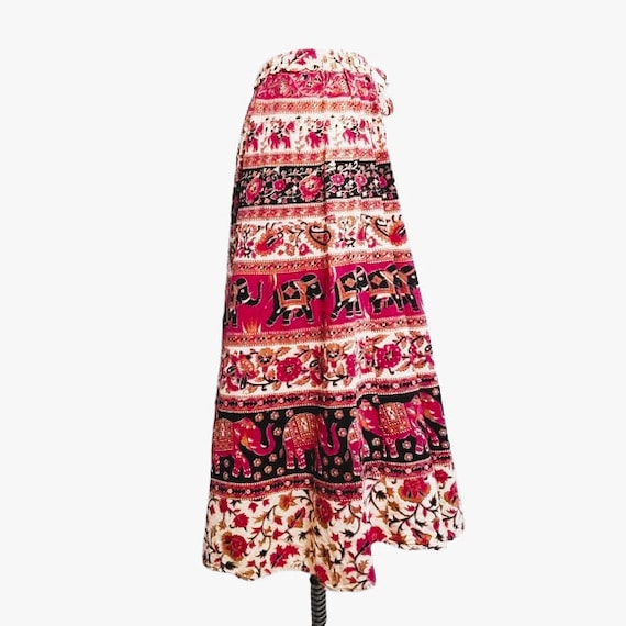 True Vintage 60s India Batik Wrap Skirt, 70s Bloc… - image 5